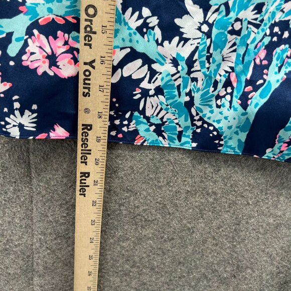 Lilly Pulitzer Camisole Women XS Blue Pink Floral Rayon Sleeveless Tank Shirt - Picture 4 of 9